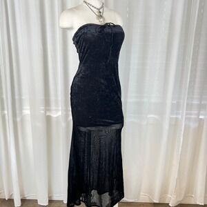 Halara Velvet Strapless Maxi Dress Mermaid Sheer Mesh Skirt Whimsi Size S NEW